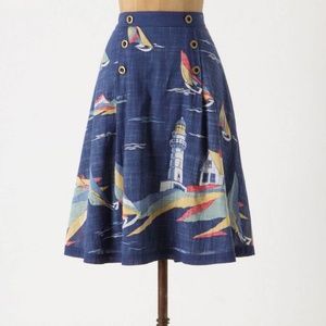 Anthropologie Odille Nautical Blue Skirt